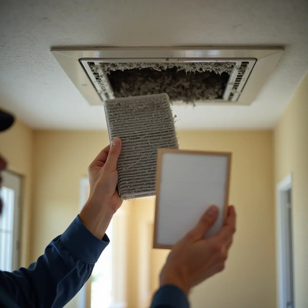 Clogged air filter restricting airflow on an AC not cooling in Venice, FL